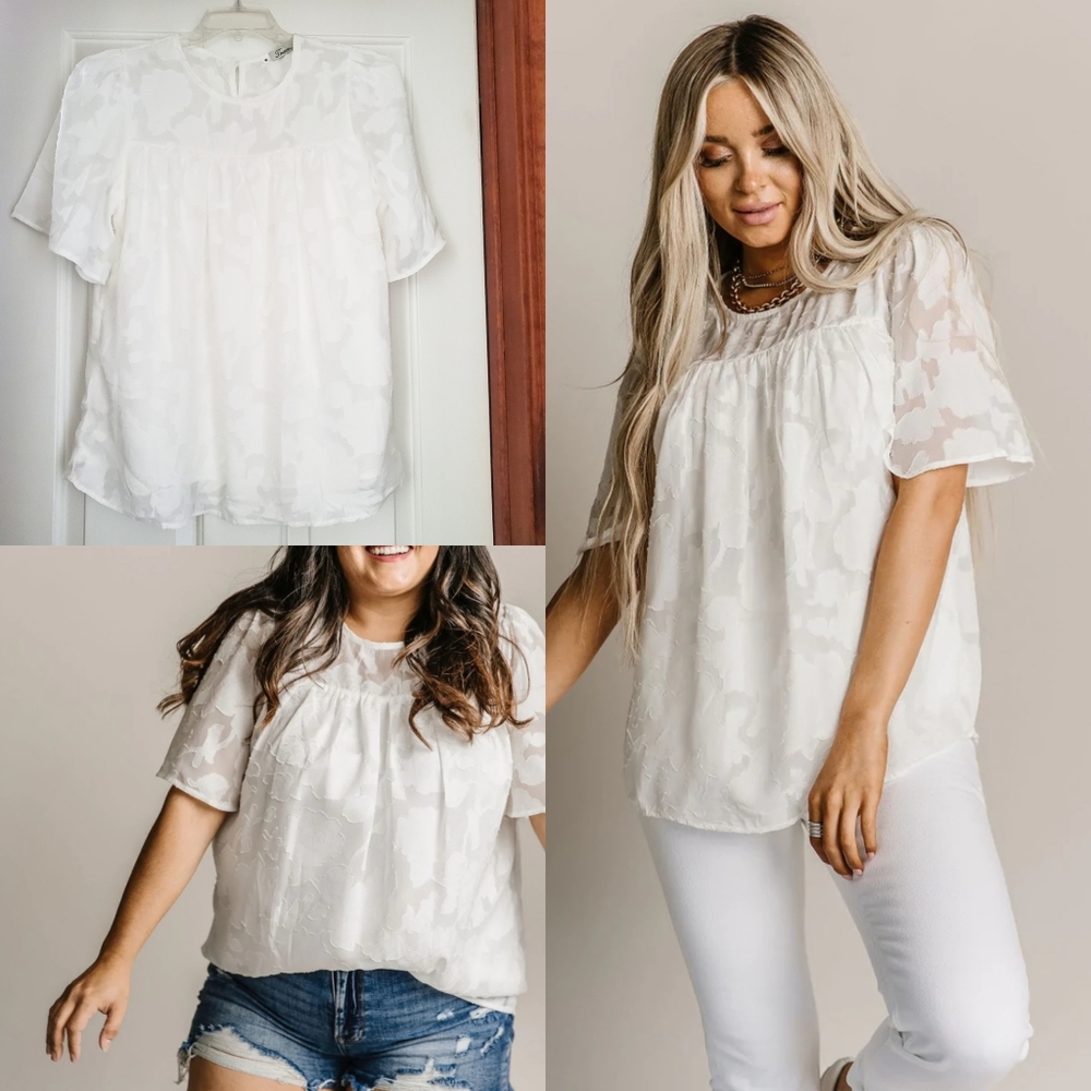 Tracies White Laken Babydoll Top NWOT Size Medium M from Mindy Mae's Market MMM
